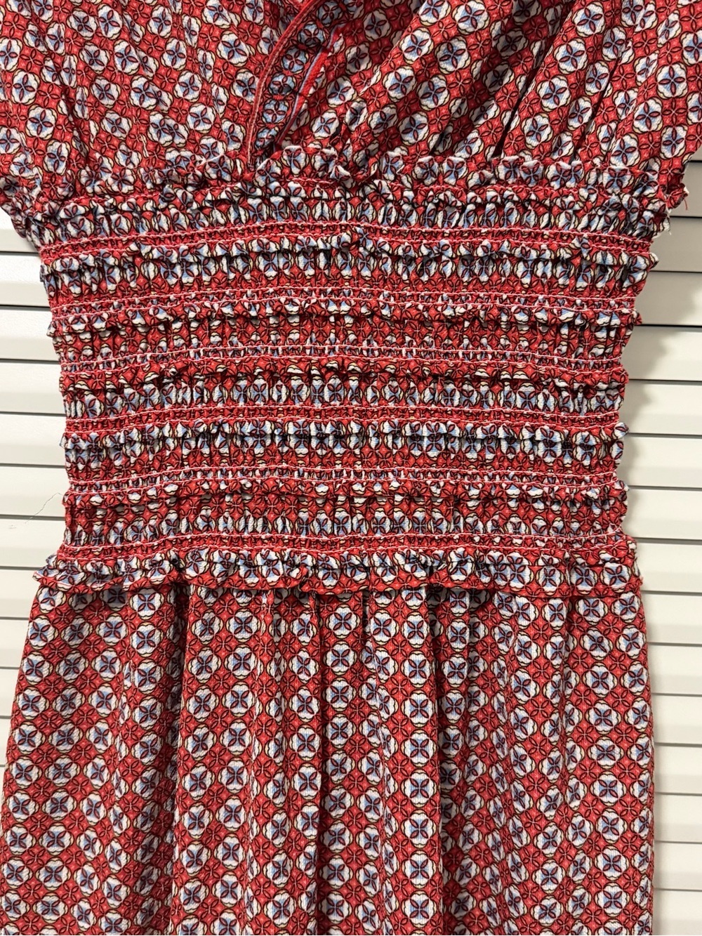 Max Studio Rust Red Printed Smocked-Waist Jumpsuit - Picture 5 of 12